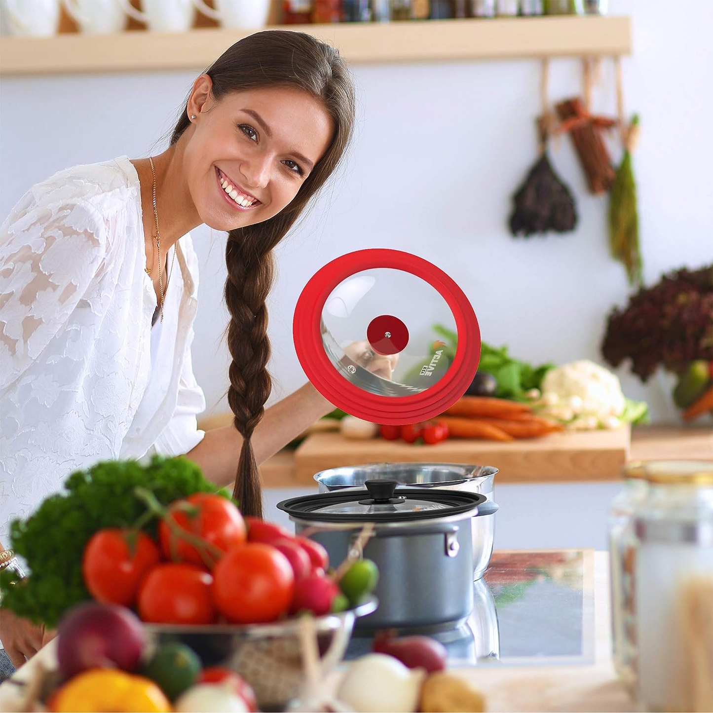 Universal Lid for Pots and Pans (Red)